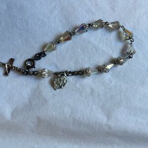 Crystal Beaded and Silver Tone Bracelet